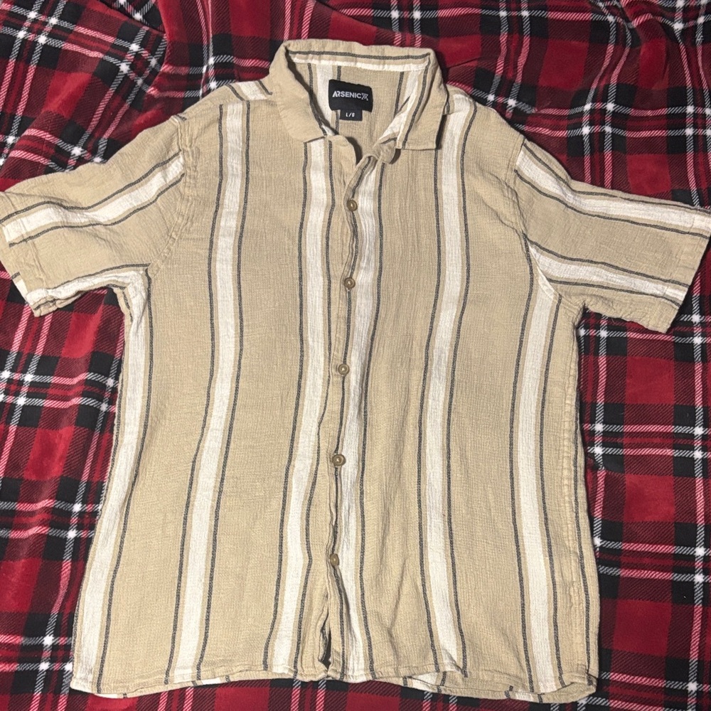 Men's Beige Striped Shirt